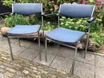 Twee Gijs van der Sluis vintage buisframe stoelen blauw, Ophalen, Twee, Blauw, Vintage