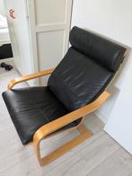 Fraaie leren Ikea stoel met voetenbank, Ophalen, Zo goed als nieuw, Leer