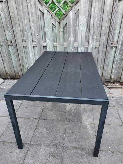 Zwarte polywood tuintafel, Tuin en Terras, Tuintafels, Zo goed als nieuw, Rechthoekig, Ophalen