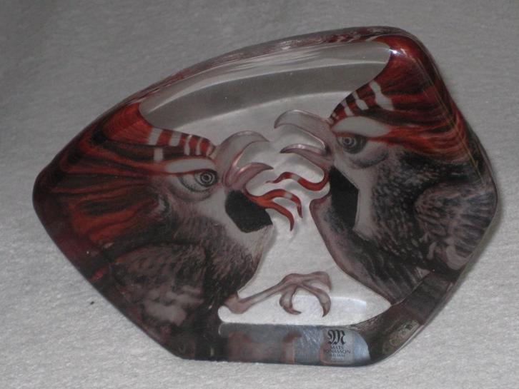 Maleras Mats Jonasson Sculpture Hanengevecht, Antiek en Kunst, Antiek | Glas en Kristal, Ophalen
