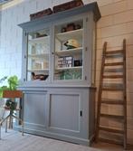 Brocante/Landelijke zacht grijze winkelkast, buffetkast, 200 cm of meer, 150 tot 200 cm, Ophalen of Verzenden, 25 tot 50 cm