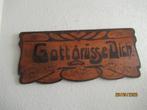 ART NOUVEAU HOUTSNIJWERK - SPREUK- GOTT GRUSSE DICH- CA 1910, Ophalen of Verzenden