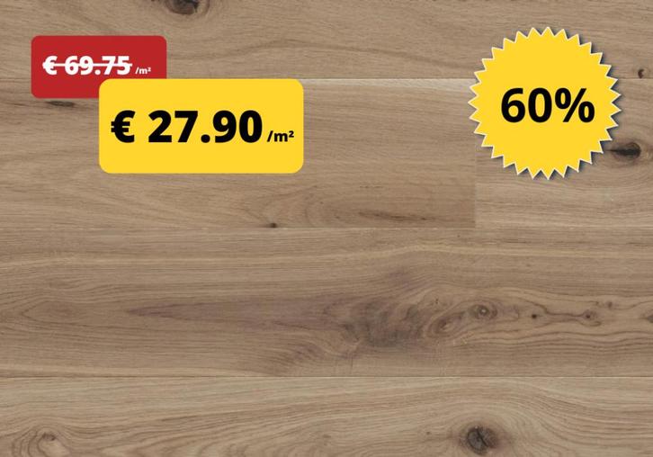 Parketvloeren voor € 27.90 /m² incl BTW - 60% KORTING, Doe-het-zelf en Verbouw, Vloerdelen en Plavuizen, Nieuw, Parket, Hout, 50 tot 150 cm