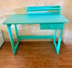 kinderbureau - Turquoise - tafel met lade en boekenrekje, Ophalen, Gebruikt, Bureau