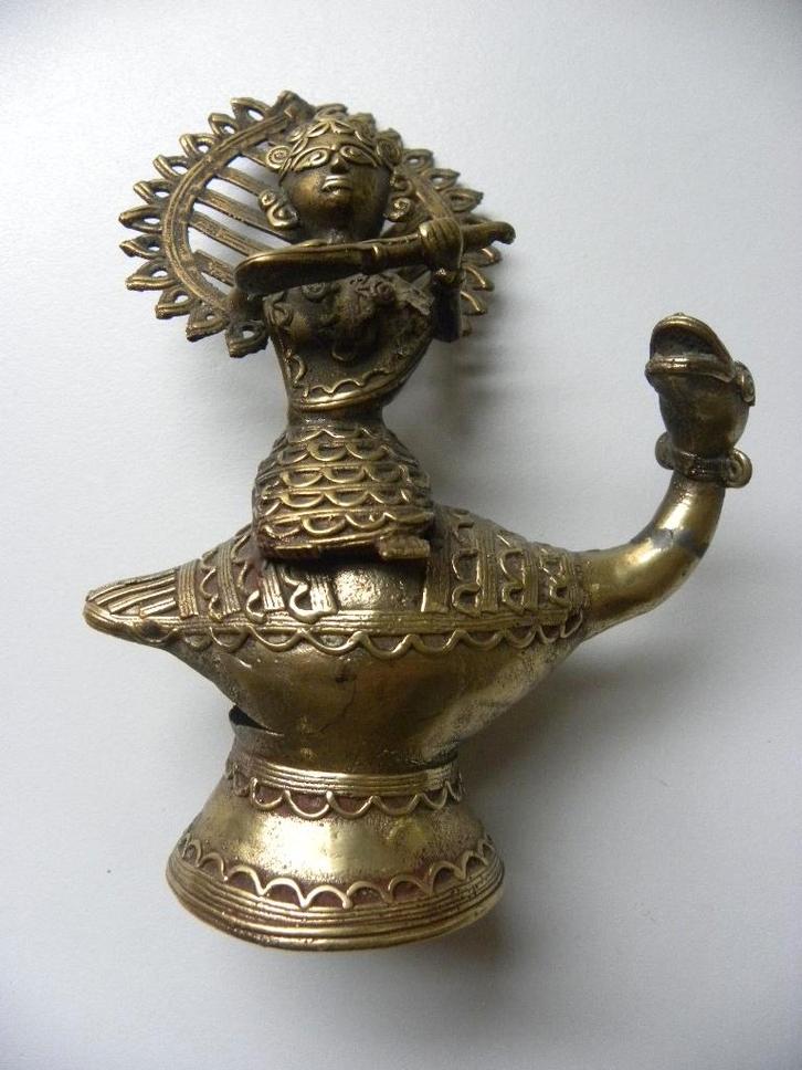 Antiek bronzen Godin Saraswati beeldje., Antiek en Kunst, Kunst | Niet-Westerse kunst, Ophalen of Verzenden