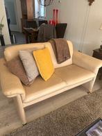 Bankstel- room wit Leer - Goede Staat, Gebruikt, 150 tot 200 cm, Ophalen of Verzenden, Vierpersoons of meer
