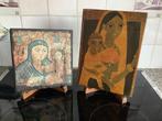 Oude houten panelen Maria met kind, Ophalen of Verzenden
