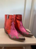 Manfield Leren Cowboy Laarsjes Roze/Rood Maat 40, Ophalen of Verzenden, Nieuw, Roze, Lage of Enkellaarzen