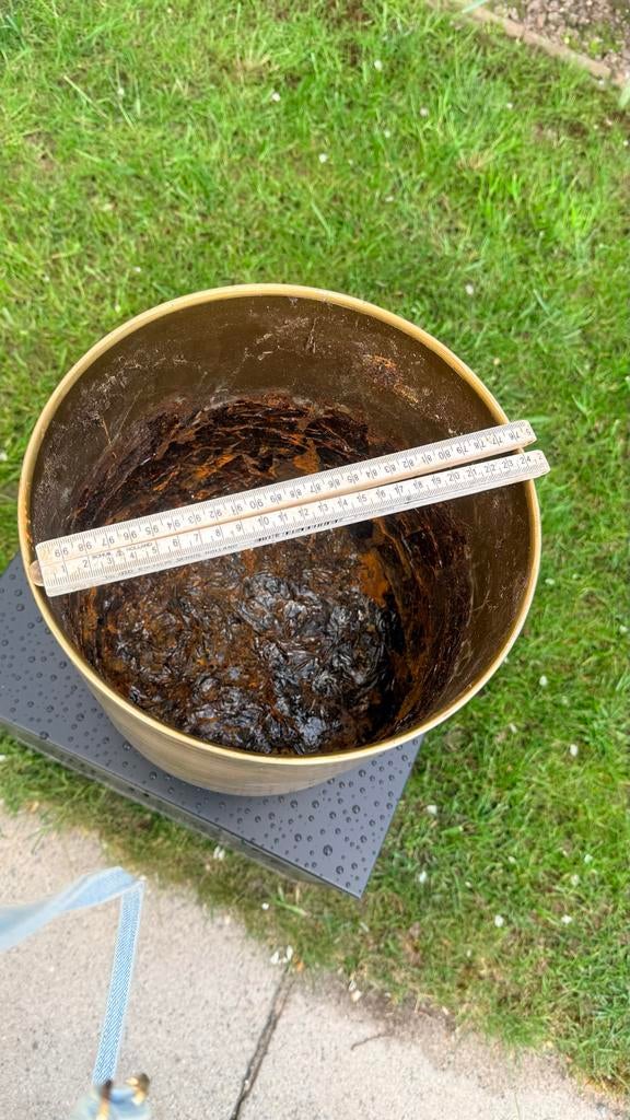 Mooie gouden bloempot, 3 maanden gebruikt, 25 tot 40 cm, Rond, Binnen, Ophalen of Verzenden