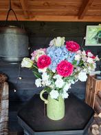 Brynz vaas met zijden bloemen, Ophalen of Verzenden