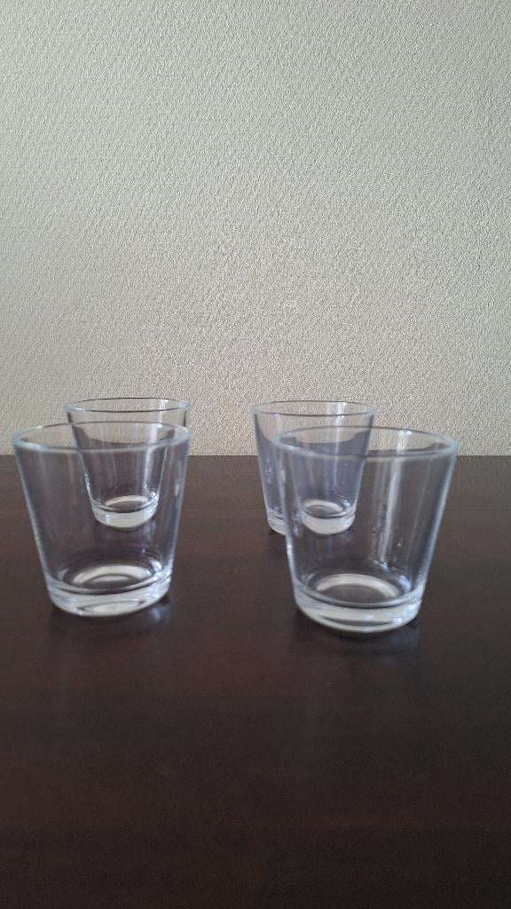 IITTALA 4 glazen helder Kaj Franck design 8cm Kartio, Glas of Glazen, Ophalen of Verzenden, Overige stijlen, Glas