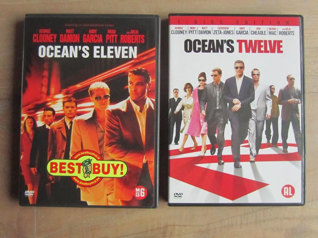 2 x dvd ocean eleven + twelve, Alle leeftijden, Ophalen of Verzenden, Zo goed als nieuw