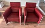 Rode leren fauteuils – design & comfort, Ophalen, Gebruikt, 75 tot 100 cm, 75 tot 100 cm