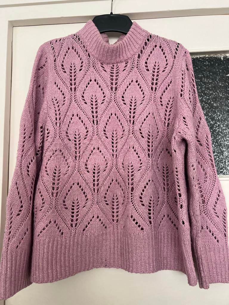Mooie ajour trui in lila/roze, Kleding | Dames, Truien en Vesten, Ophalen of Verzenden, Zo goed als nieuw, Maat 42/44 (L), Roze