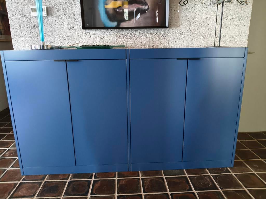 Pastoe moderne blauw B28 dressoir TV kast, 4 deuren design, Ophalen of Verzenden, Gebruikt