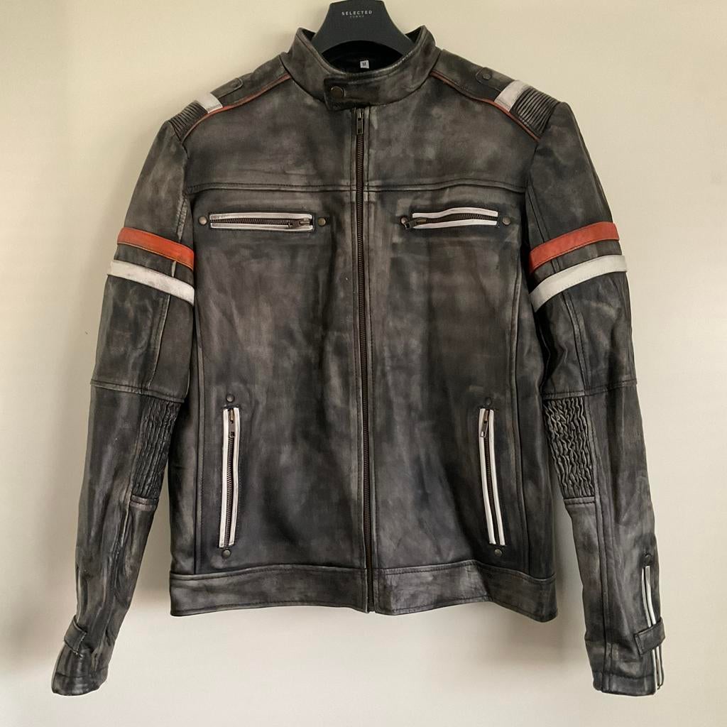 z.g.a.n.HEREN JAS ANTRACIET NUBECK LEER, JACK MET RITS MT M, Ophalen of Verzenden, Zo goed als nieuw, Maat 48/50 (M), Overige kleuren