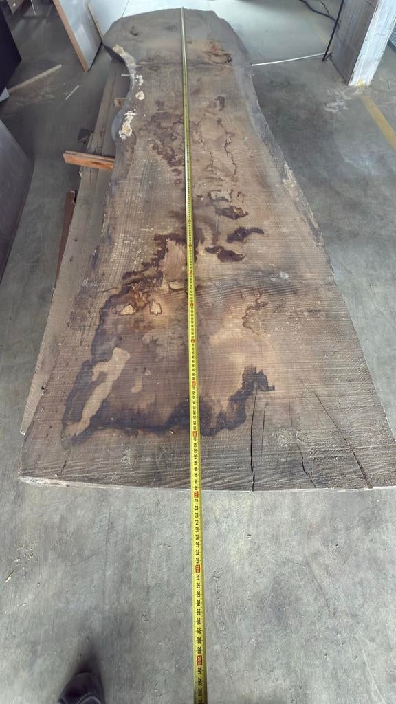 Massief Eiken Boomstam Blad - 270x75/55x6cm, Doe-het-zelf en Verbouw, Hout en Planken, Ophalen, Eiken, Nieuw, 250 tot 300 cm