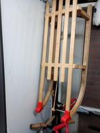 Houten slee, Ophalen, Rugleuning, Gebruikt, Hout
