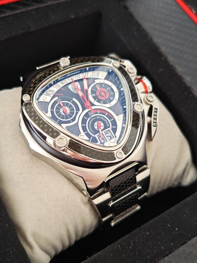 Tonino Lamborghini Spyder Chronograaf
met Carbon Inlay's, Sieraden, Tassen en Uiterlijk, Overige merken, Staal, Staal, Polshorloge