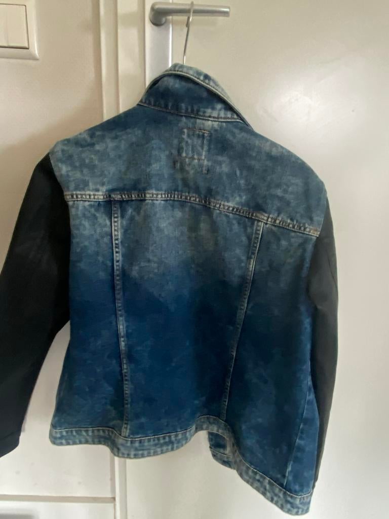Esprit spijkerjas met leren mouwen - Maat L - Zo goed als ni, Ophalen of Verzenden, Zo goed als nieuw, Maat 42/44 (L), Blauw