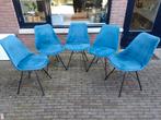 5 Kick Collection Velvet Blauwe Stoelen, Ophalen, Gebruikt, Modern, Velvet, Blauw