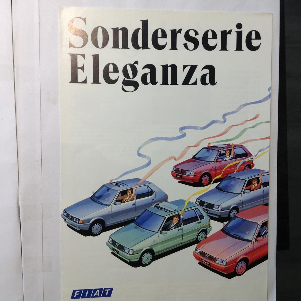 Fiat Eleganza serie folder 4 blz Duits 1987 Uno Ritmo Regata, Ophalen of Verzenden, Nieuw, Overige merken