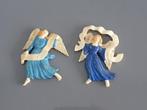 (Nr. 34): 2 stuks Blauwe engelen - wand beeldjes, Verzamelen, Beelden en Beeldjes, Ophalen of Verzenden, Zo goed als nieuw, Fantasy