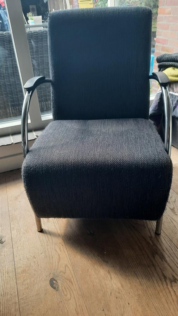 2 fauteuils  donkerblauw, Ophalen, Gebruikt, 75 tot 100 cm, 50 tot 75 cm
