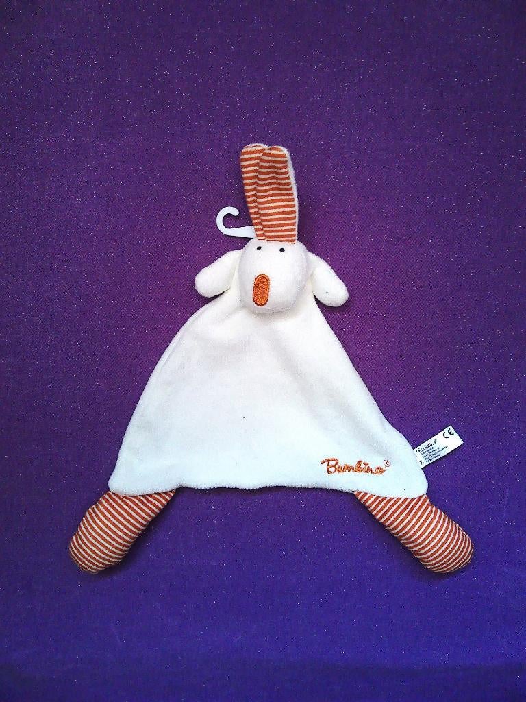 BAMBINO Knuffeldoekje KONIJN. WIT-ROOD GESTREEPT **Nieuw**, Ophalen of Verzenden, Nieuw, Konijn, Met label