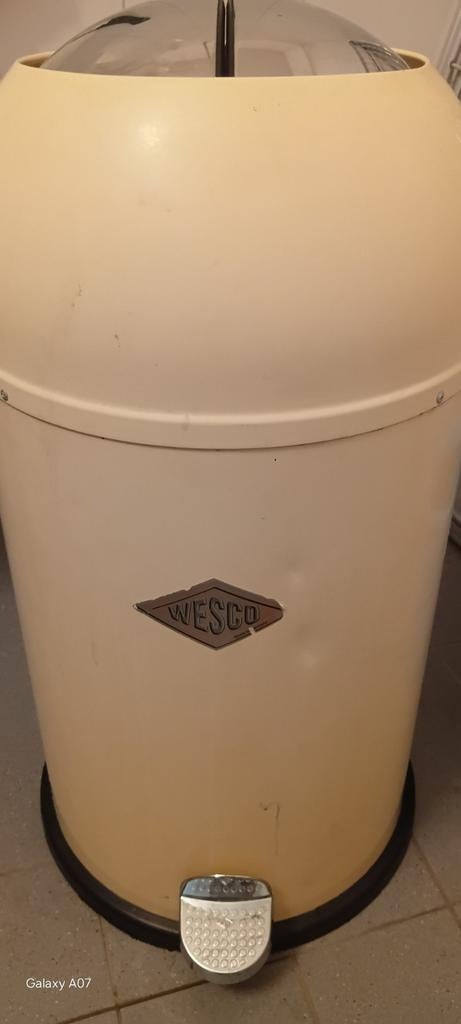 Wesco Pedaalemmer - Crème - Retro Design, Gebruikt, Met pedaal, Ophalen of Verzenden, 30 tot 40 liter