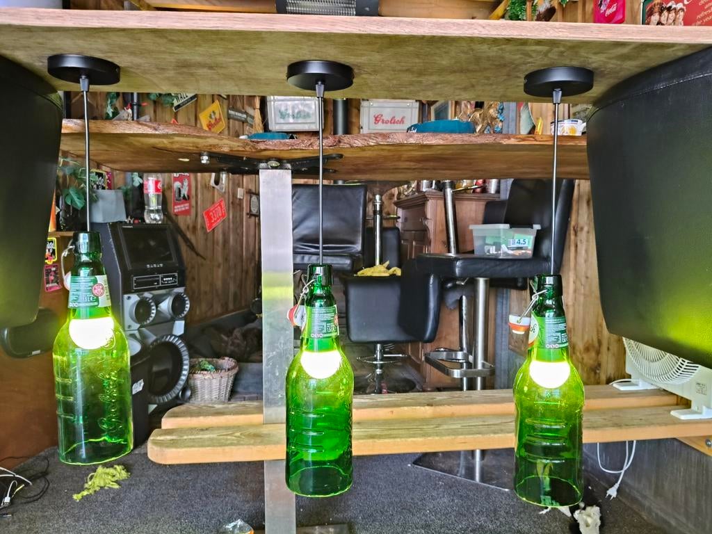 Mooie Grolsch hanglamp, Huis en Inrichting, Ophalen, Nieuw, Glas, 50 tot 75 cm