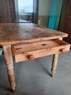 Oud grenen eettafel met lade, Ophalen, Gebruikt, 100 tot 150 cm, Landelijk, vintage