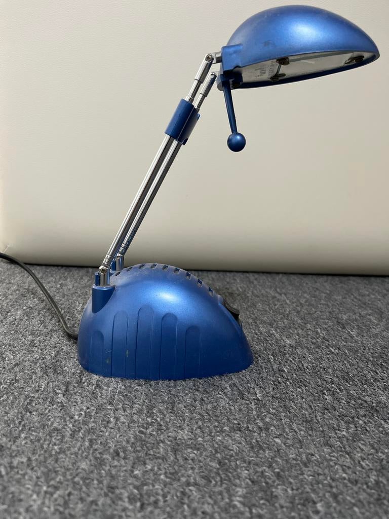 Halogeen bureaulamp telescopisch in hoogte verstelbaar, Huis en Inrichting, Lampen | Tafellampen, Ophalen, Gebruikt, Metaal, 50 tot 75 cm