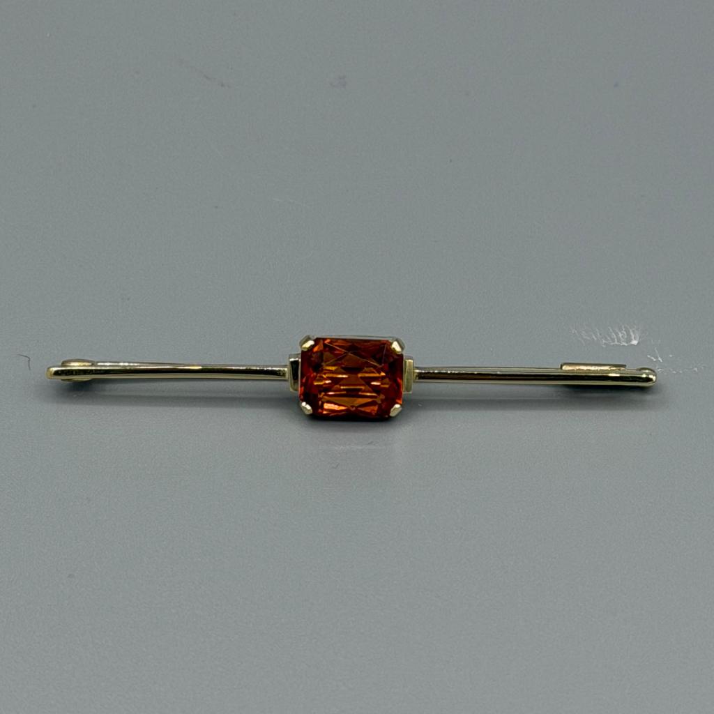 14KT GOUDEN BROCHE MET PADPARADSCHA SAFFIER, Ophalen of Verzenden, Goud, Broche