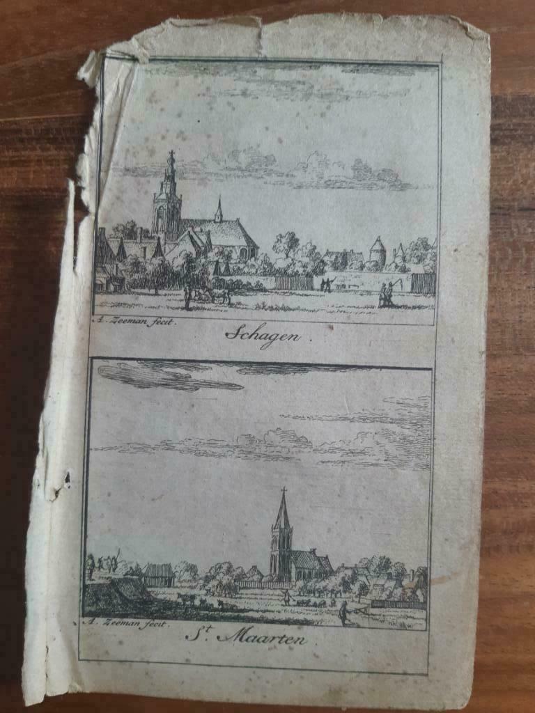 037-038/ Schagen - St. Maarten gravure uit 1732, Antiek en Kunst, Kunst | Etsen en Gravures, Ophalen of Verzenden