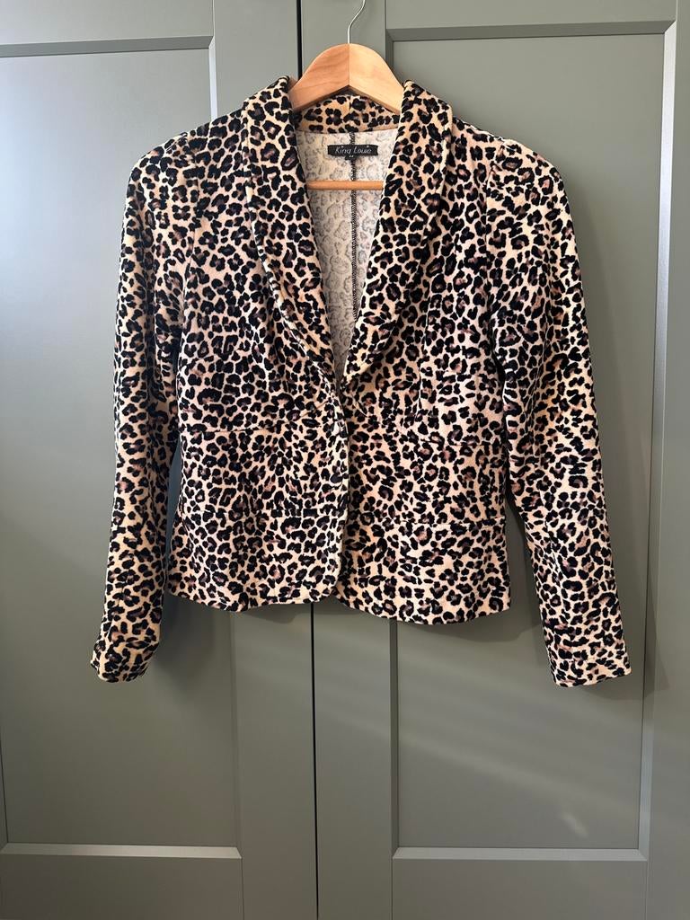 King Louie leopard jasje / blazer (maat M), Kleding | Dames, Jasjes, Kostuums en Pakken, Bruin, Jasje, Gedragen, Ophalen