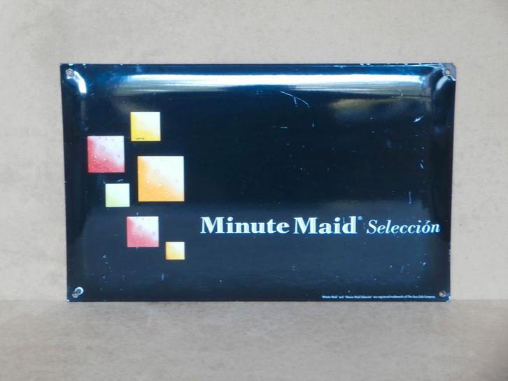 Minute Maid Selection Coca Cola reclame emaille bord 40x25cm, Verzamelen, Merken en Reclamevoorwerpen, Gebruikt, Reclamebord, Ophalen of Verzenden