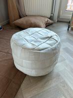 Wit leren poef 40x30cm, Ophalen, Minder dan 50 cm, Gebruikt, Rond