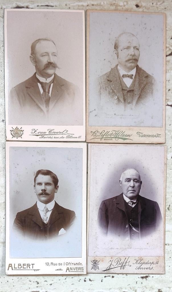 4 CDV Carte de Visite met heren  diverse fotografen  1900, Verzamelen, Foto's en Prenten, Foto, Ophalen of Verzenden, Zo goed als nieuw