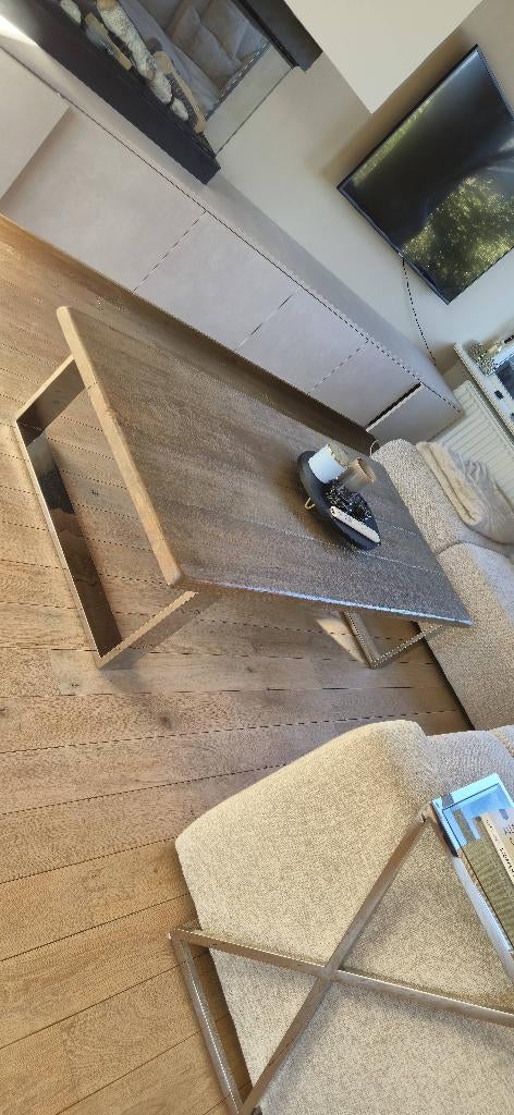 Robuuste salontafel 180 lang, Huis en Inrichting, Tafels | Salontafels, Ophalen, Eikenhout, 50 tot 100 cm, Zo goed als nieuw