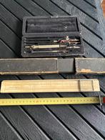 Vintage meetinstrumenten en passer set, Antiek en Kunst, Ophalen of Verzenden