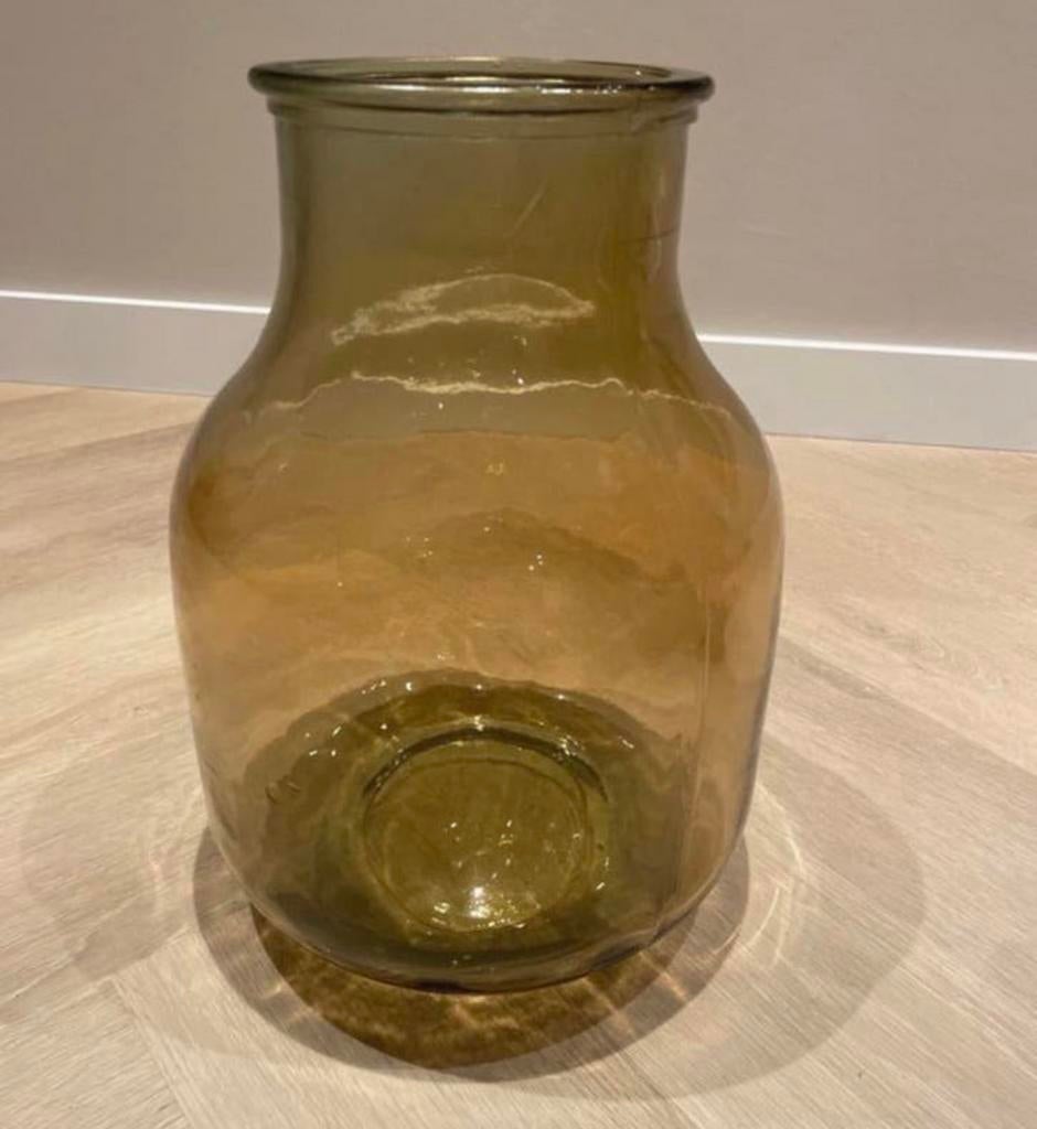 Grote bruine vaas, Overige kleuren, Ophalen of Verzenden, Minder dan 50 cm, Glas
