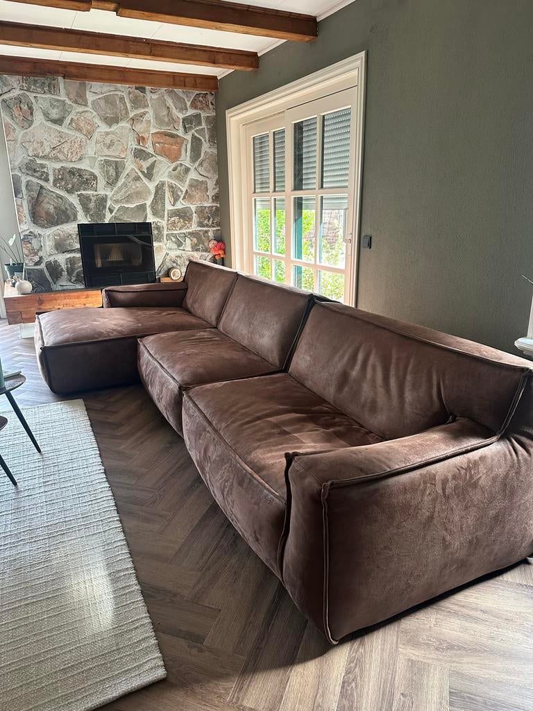 Hoekbank Jim Goossens bruin, Huis en Inrichting, Banken | Bankstellen, Ophalen, 125 tot 150 cm, Hoekbank, 300 cm of meer