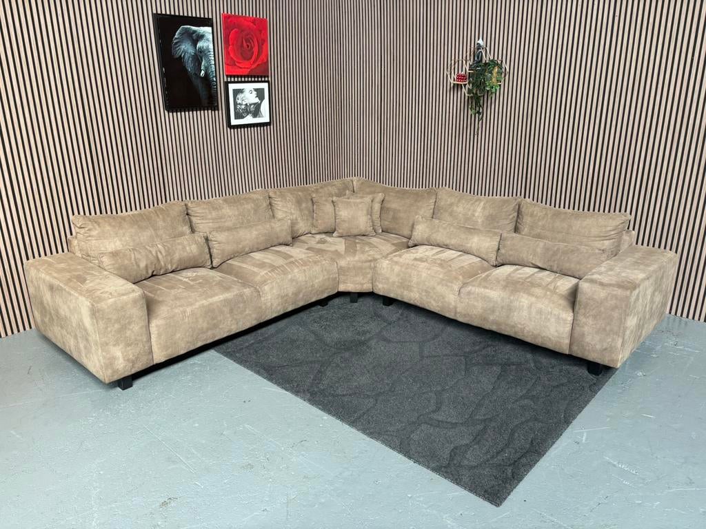 GRATIS LEVERING Hoekbank Taupe 320x320 GEREINIGD, Huis en Inrichting, Banken | Bankstellen, Hoekbank, 300 cm of meer, Ophalen of Verzenden