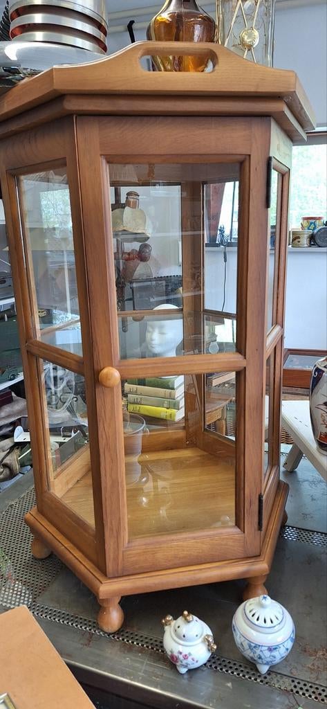 Houten vitrinekastje 79 cm hoog, 50 cm breed, Huis en Inrichting, Kasten | Vitrinekasten, Ophalen, Glas, 50 tot 100 cm, Minder dan 100 cm