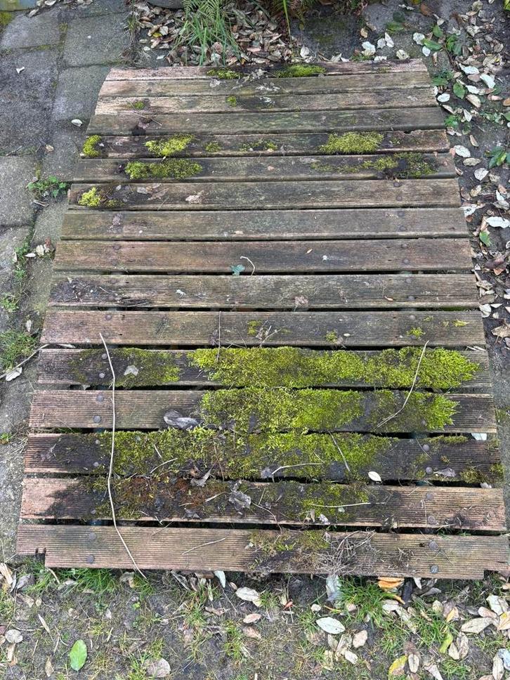 Houten brug met stalen frame, Tuin en Terras, Overige Tuin en Terras, Zo goed als nieuw, Ophalen