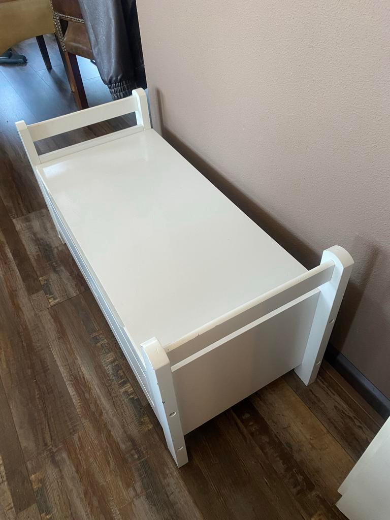 Wit houten bankje met opbergruimte - 89x38x42 cm, Ophalen, Gebruikt