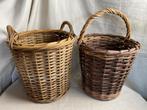 2 vintage manden met oren en hengsel, Gebruikt, Mand, Rond, Ophalen of Verzenden