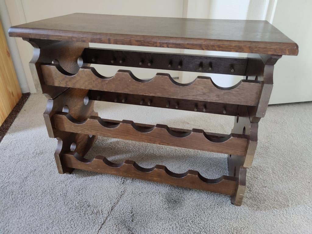 Wijnrek, klassiek eiken, Ophalen, 5 tot 15 flessen, Zo goed als nieuw, Minder dan 50 cm