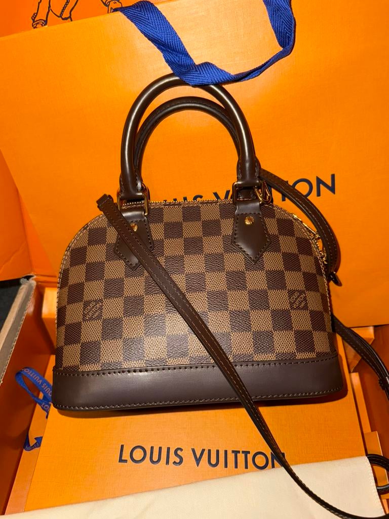 Louis Vuitton Alma bb Damier ebene, Ophalen, Gebruikt, Bruin, Handtas